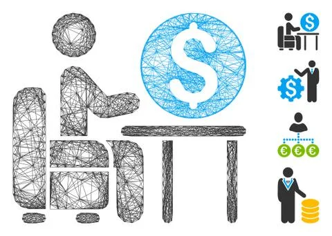Hatched Banker Office Vector Mesh Stock Illustration