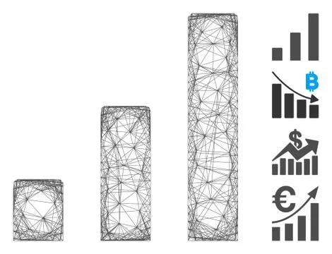 Hatched Bar Chart Vector Mesh Illustrazione stock