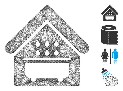 Hatched Bathroom Vector Mesh Stock Illustration