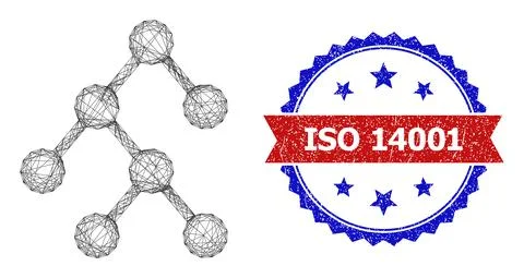 Hatched Binary Relations Mesh and Distress Bicolor ISO 14001 Stamp Stock Illustration