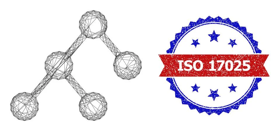 Hatched Binary Structure Mesh and Unclean Bicolor ISO 17025 Seal Stock Illustration
