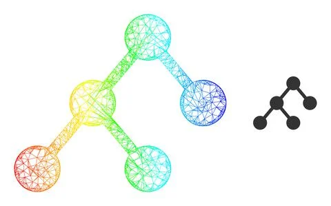 Hatched Binary Structure Mesh Icon with Spectrum Gradient Stock Illustration