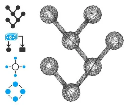 Hatched Binary Tree Vector Mesh Stock Illustration