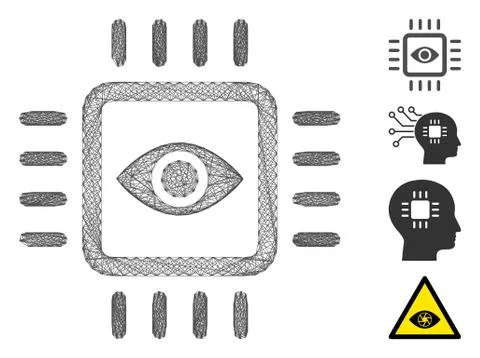 Hatched Bionic Vision Chip Vector Mesh Stockillustratie