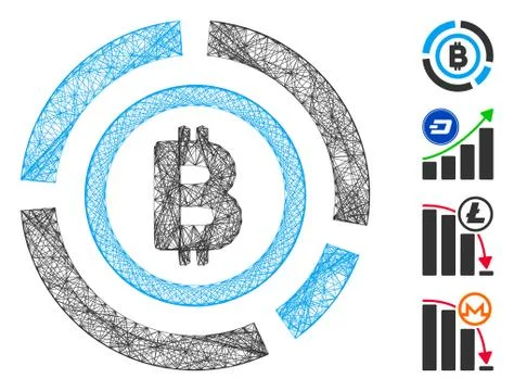 Hatched Bitcoin Circle Diagram Vector Mesh 스톡 일러스트