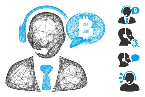Hatched Bitcoin Manager Message Vector Mesh Stock Illustration