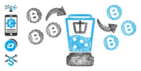 Hatched Bitcoin Mixing Service Vector Mesh Illustrazione stock