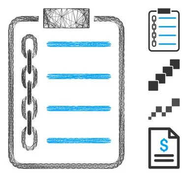 Hatched Blockchain Contract Vector Mesh Ilustração Stock