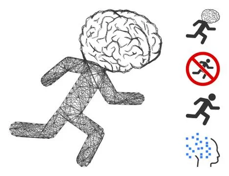 Hatched Brain Drain Vector Mesh Illustrazione stock