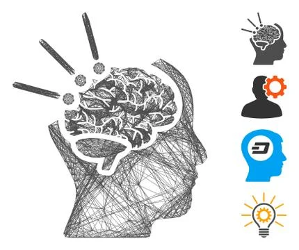 Hatched Brain Operation Vector Mesh Stock Illustration
