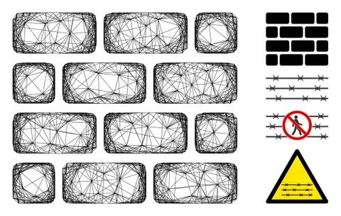 Hatched Brick Wall Vector Mesh Stock Illustration