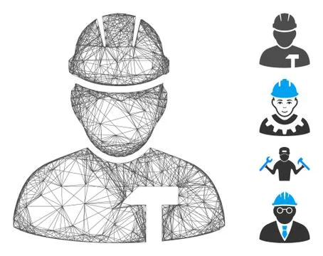 Hatched Builder Person Vector Mesh Stock Illustration
