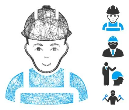 Hatched Builder Vector Mesh Illustrazione stock