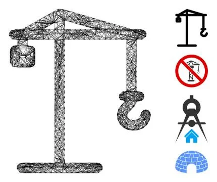 Hatched Building Crane Vector Mesh Ilustración de archivo