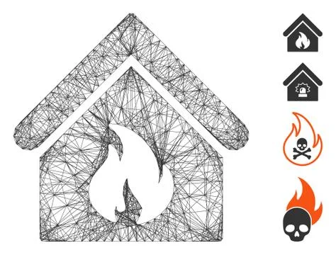 Hatched Building Fire Vector Mesh Ilustración de archivo