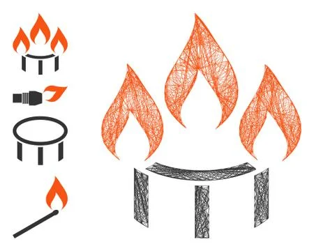 Hatched Burner Nozzle Fire Vector Mesh 스톡 일러스트