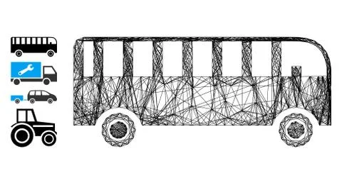 Hatched Bus Vector Mesh Stock Illustration