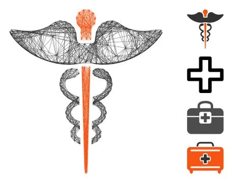 Hatched Caduceus Vector Mesh Stock Illustration