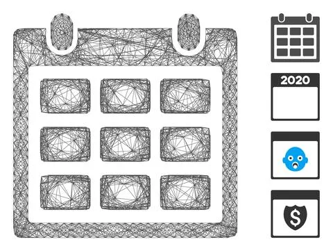 Hatched Calendar Vector Mesh 스톡 일러스트