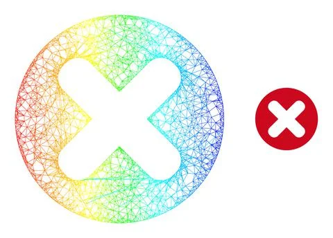 Hatched Cancel Web Mesh Icon with Spectral Gradient Stock Illustration