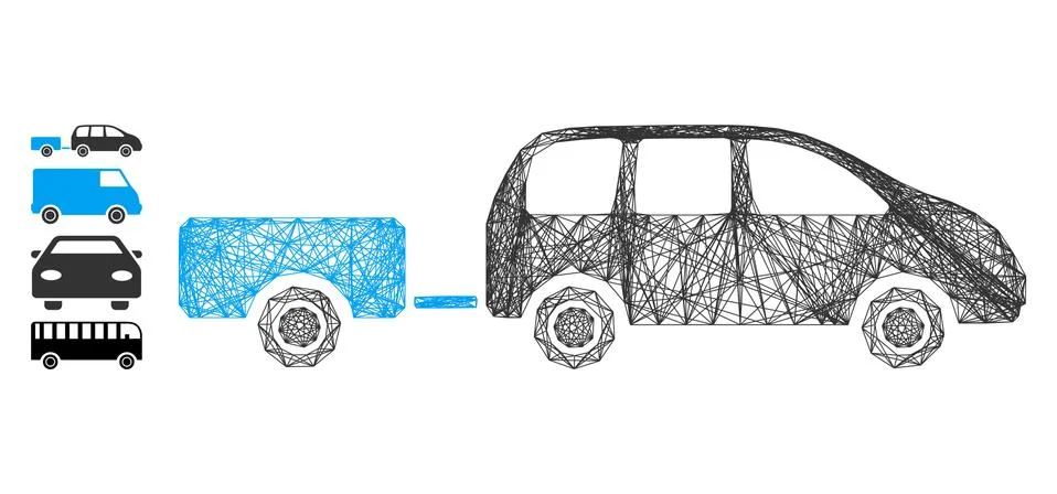 Hatched Car Trailer Vector Mesh イラスト素材