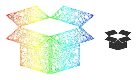 Hatched Carton Box Web Mesh Icon with Spectrum Gradient Stock Illustration