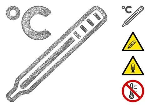 Hatched Celsius Mercury Thermometer Vector Mesh 스톡 일러스트