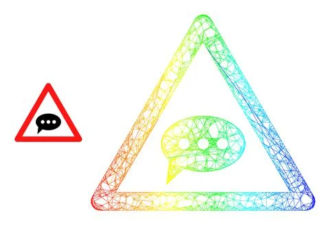 Hatched Chat Message Danger Web Mesh Icon with Spectrum Gradient Illustrazione stock