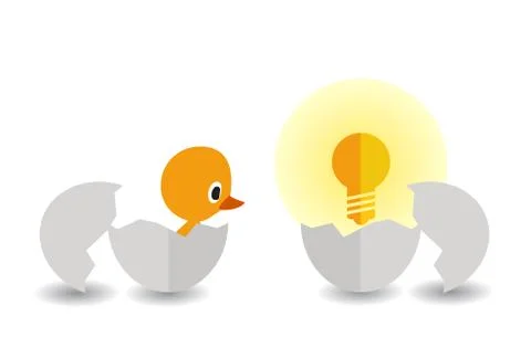 Hatched chick and light bulb Stock Illustration