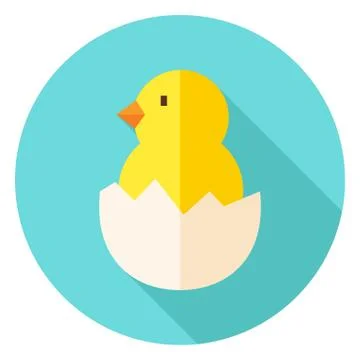 Hatched Chick in Eggshell Circle Icon イラスト素材