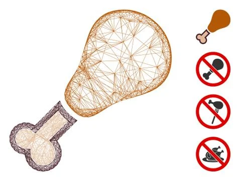 Hatched Chicken Leg Vector Mesh Stock Illustration