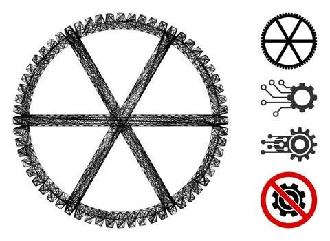 Hatched Clock Gear Vector Mesh Stock Illustration