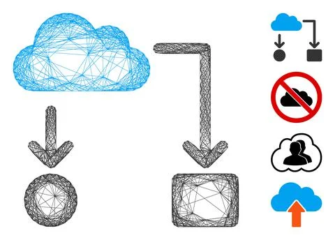 Hatched Cloud Flow Chart Vector Mesh Stock Illustration
