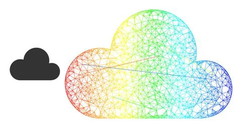Hatched Cloud Mesh Icon with Spectrum Gradient イラスト素材