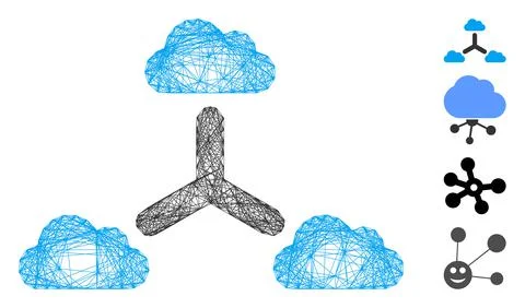Hatched Cloud Network Vector Mesh Illustrazione stock
