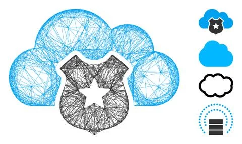 Hatched Cloud Shield Vector Mesh Illustrazione stock