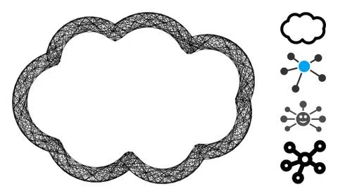 Hatched Cloud Vector Mesh Stock Illustration