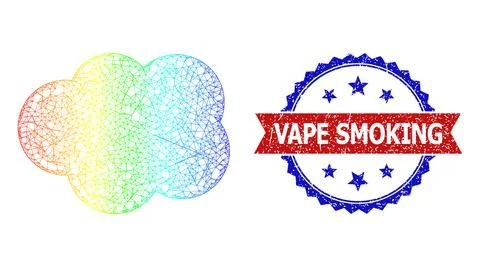 Hatched Cloud Web Mesh Icon with Spectrum Gradient and Textured Bicolor Vape Illustrazione stock