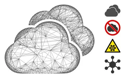 Hatched Clouds Vector Mesh Illustrazione stock