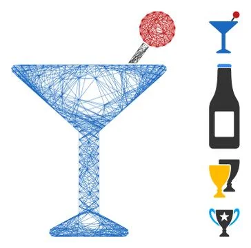 Hatched Cocktail Vector Mesh Stock Illustration