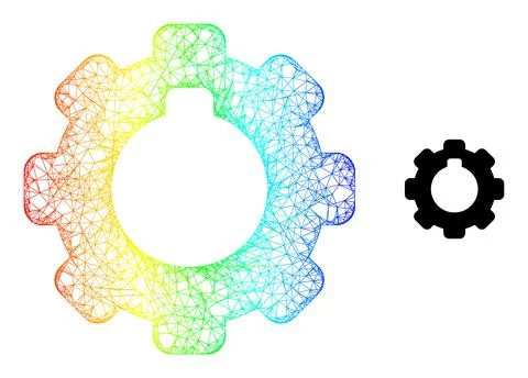 Hatched Cogwheel Web Mesh Icon with Spectrum Gradient Stock Illustration