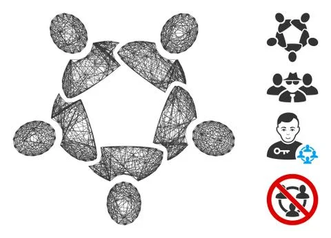 Hatched Collaboration Vector Mesh Illustrazione stock