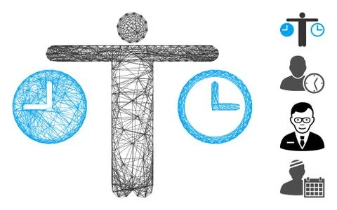 Hatched Compare Time Vector Mesh Illustrazione stock