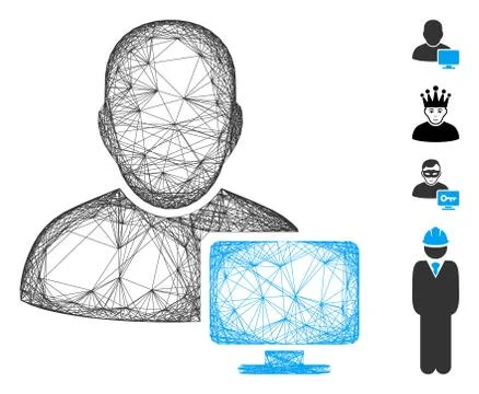 Hatched Computer Administrator Vector Mesh Illustrazione stock