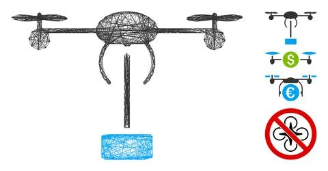 Hatched Copter Shipment Vector Mesh Illustrazione stock