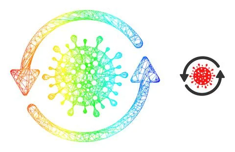 Hatched Coronavirus Update Web Mesh Icon with Rainbow Gradient Illustrazione stock