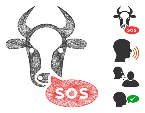Hatched Cow Sos Message Vector Mesh Illustrazione stock