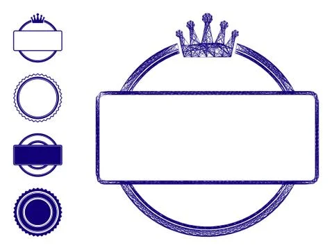 Hatched Crown Round and Rectangle Frame Vector Mesh Illustrazione stock