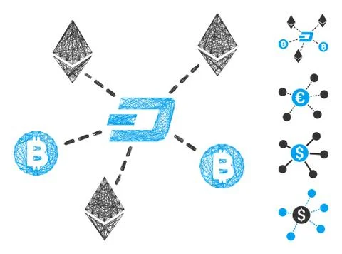Hatched Cryptocurrency Relations Vector Mesh Illustrazione stock