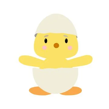 A hatched cute chick in shell, vector Illustrazione stock